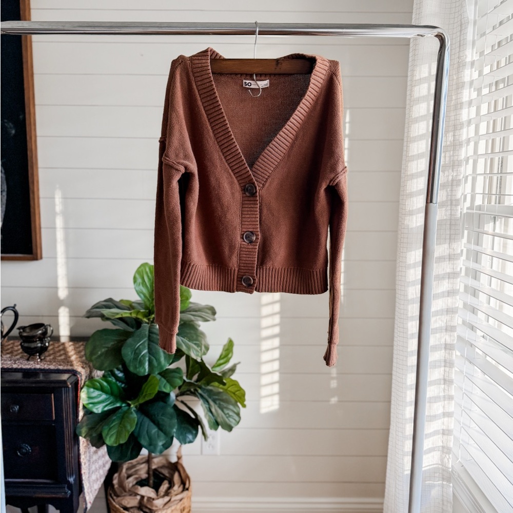SO Women's Brown Cardigan Sweater